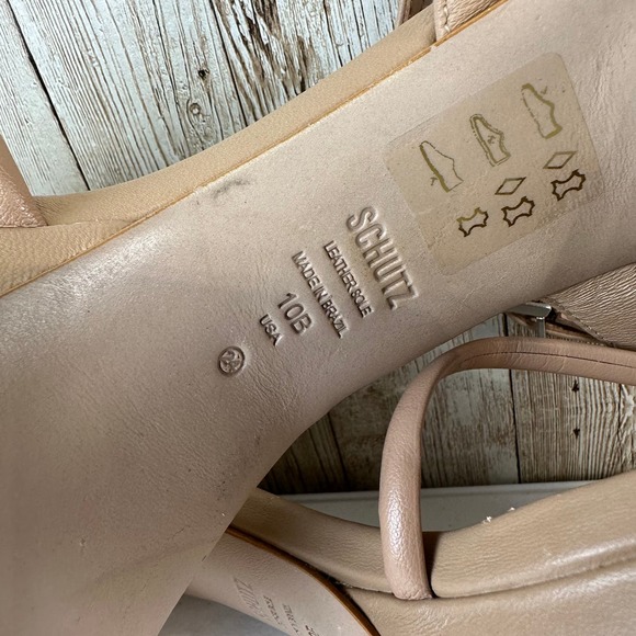 Schutz Kelsie Womens‎ Platform Sandal 10B Nude Knotted Tubular Strap Block Heel - Picture 6 of 11